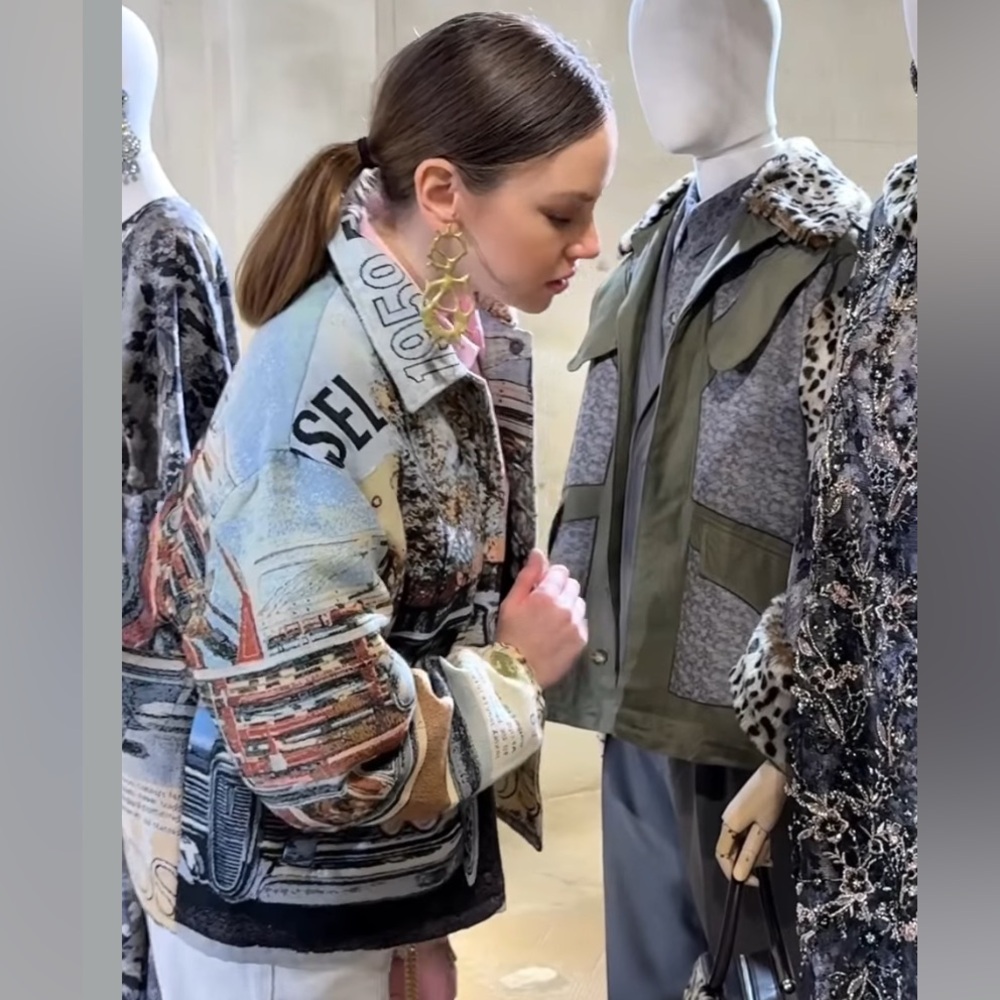 ZARA FORD © JACQUARD PUFFER JACKET LARGE - Picture 4 of 12